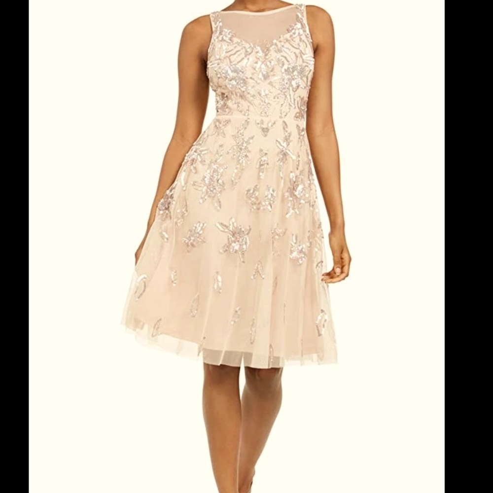 NWT Adrianna Papell Sequined Dress - Blush Pink Size 16